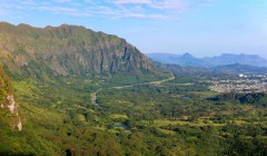 Pali Lookout towards the town of Kaneohe.
