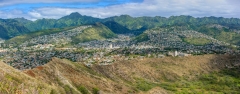 Town of Wilhelmina Rise at base of Koolau Mountain Range.